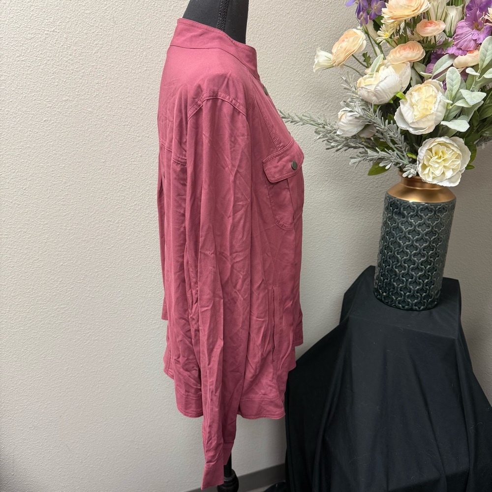Torrid Rose Pink Utility Snap Jacket Size 2 Lightweight Fall Layering Top - Picture 4 of 8
